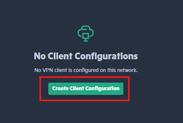 Click nút Create Client Configuration khởi tạo tài khoản VPN mới