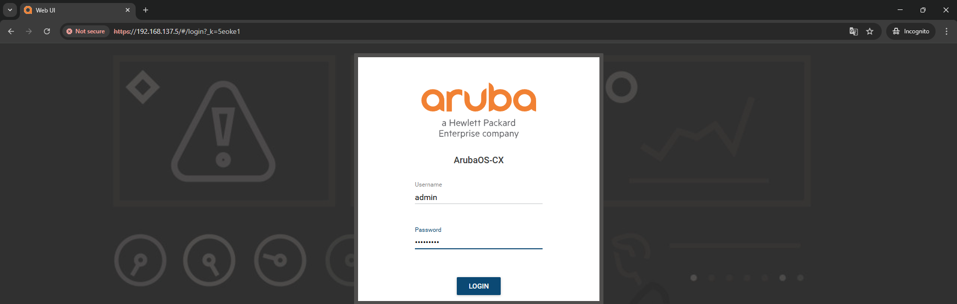 Đăng nhập WebGUI Aruba CX Switch