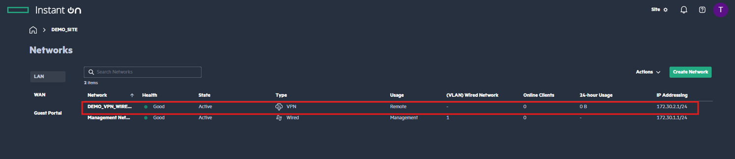 Mạng VPN Wireguard hiển thị trạng thái Active thành công trên Cloud