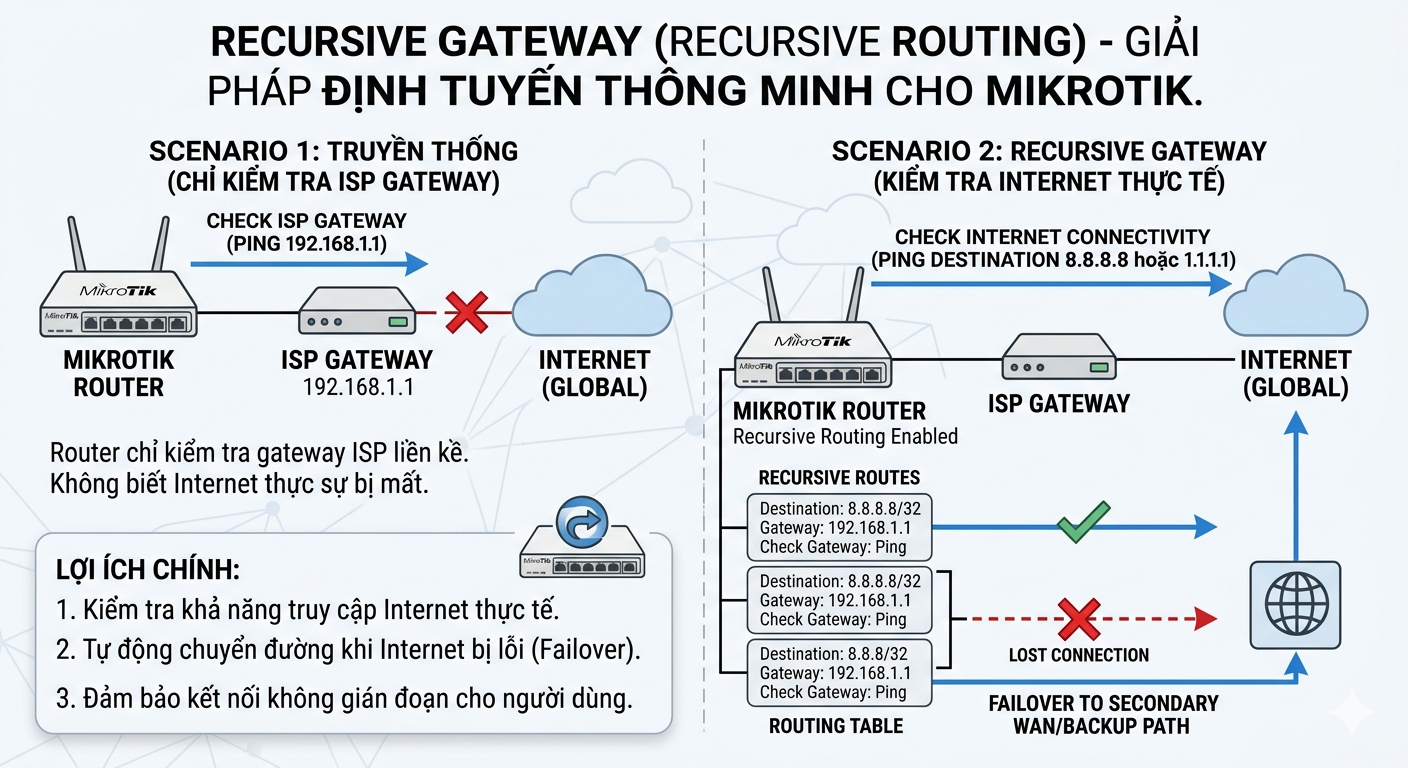 Sơ đồ kỹ thuật Recursive Routing