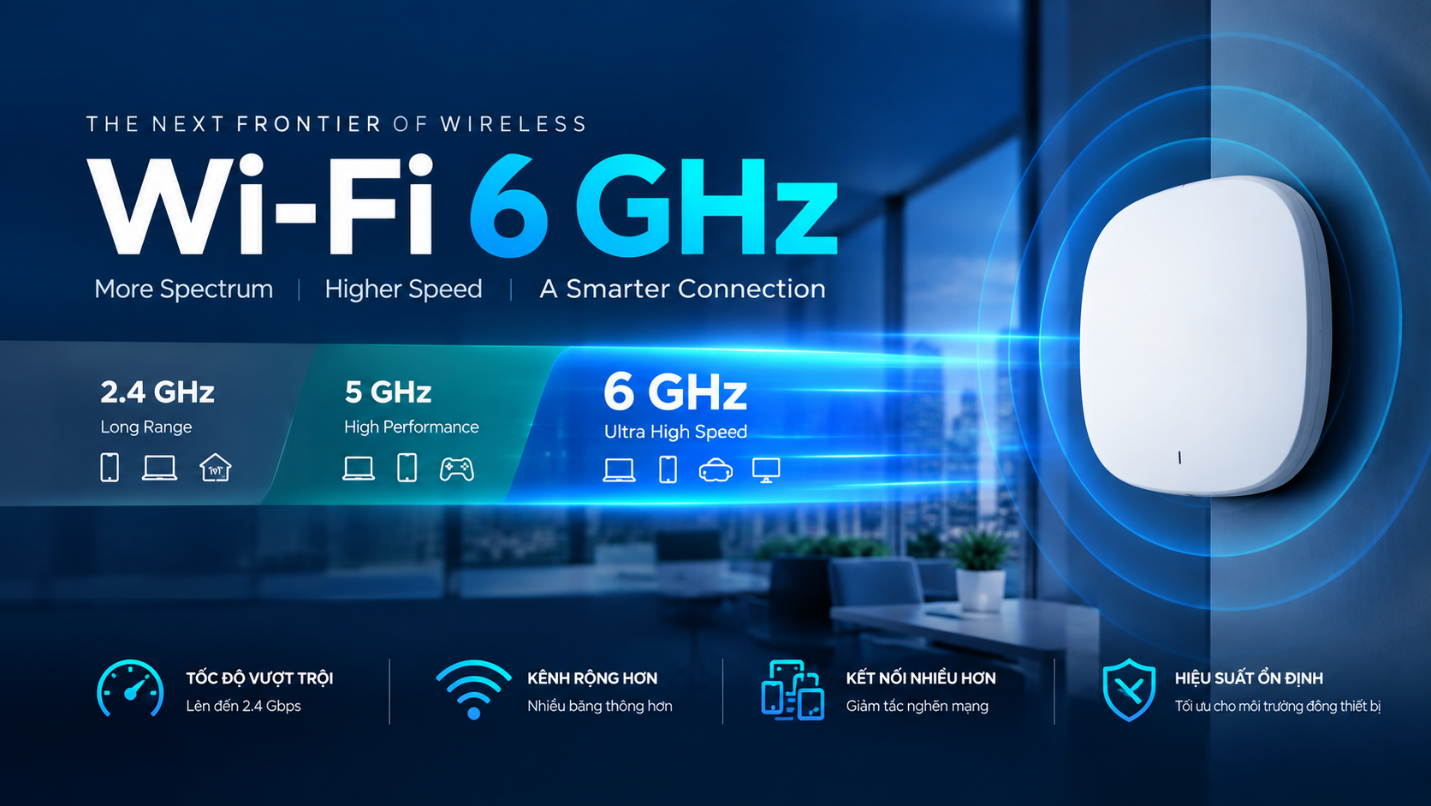 Giải pháp băng tần Wi-Fi 6 GHz cho hạ tầng doanh nghiệp
