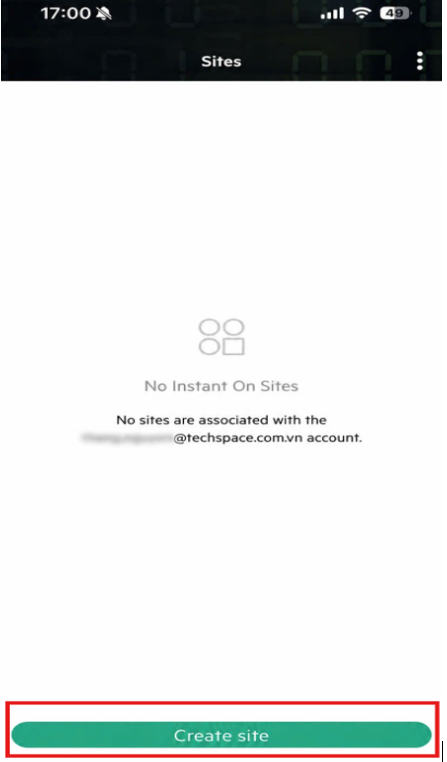 Nhấn nút Create Site trên App